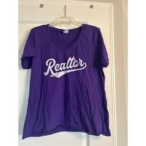 NWOT Port and Company Women's Cut Purple Short Sleeve T Shirt Realtor Size XL